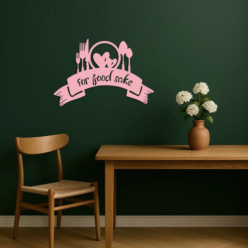 For Food Sake Metal Wall Art – Modern Kitchen & Dining Room Decor - KAFGP139 by Enova Art
