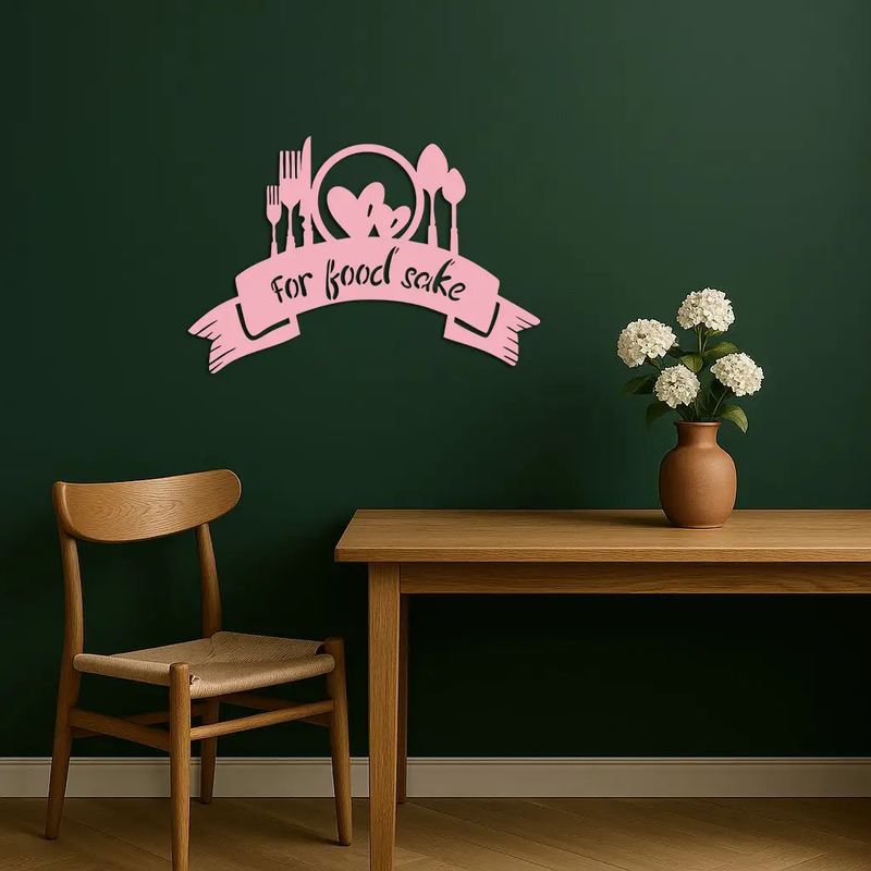 For Food Sake Metal Wall Art – Modern Kitchen & Dining Room Decor - KAFGP139 by Enova Art