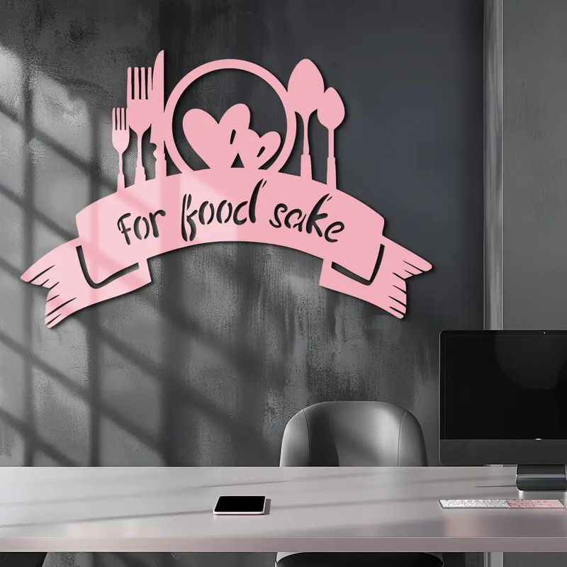 For Food Sake Metal Wall Art – Modern Kitchen & Dining Room Decor - KAFGP139 by Enova Art