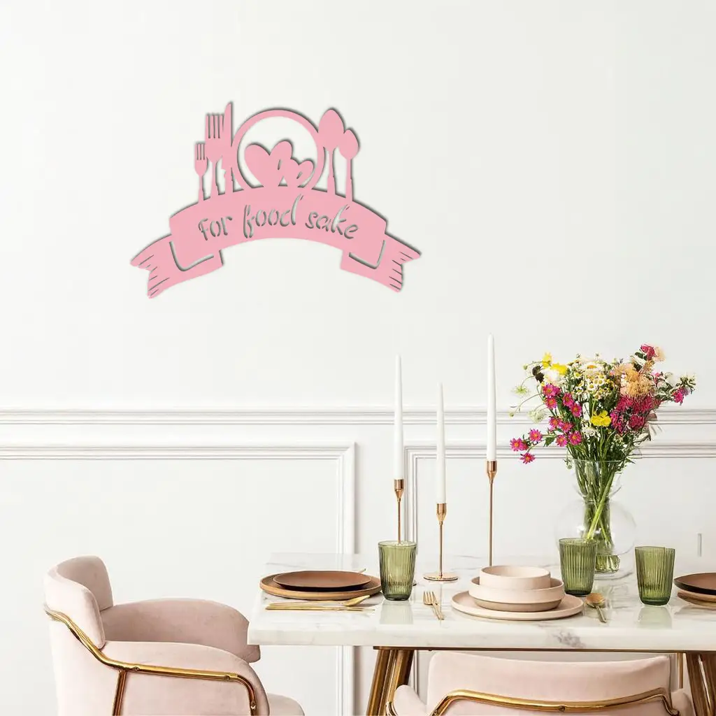 For Food Sake Metal Wall Art – Modern Kitchen & Dining Room Decor - KAFGP139 by Enova Art
