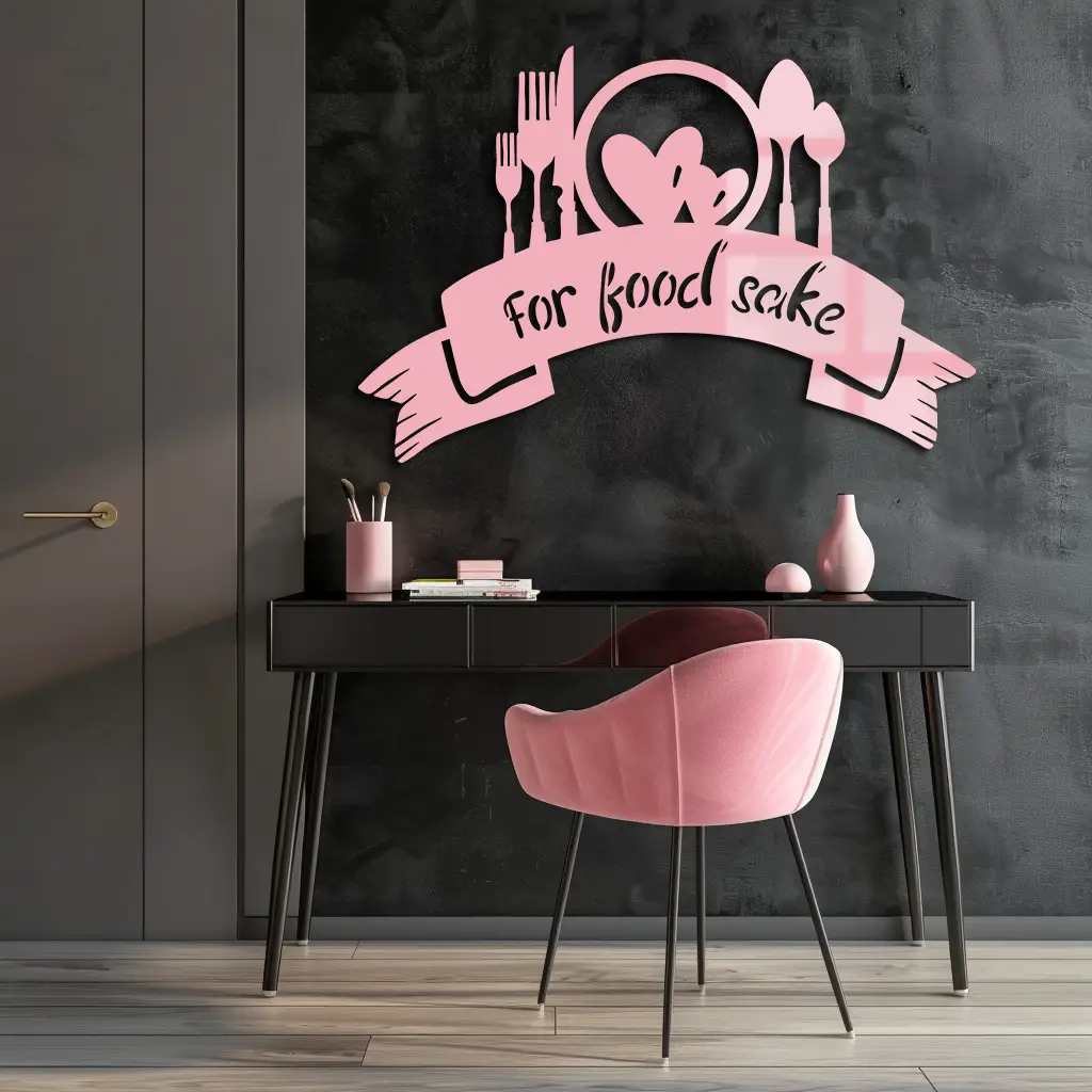 For Food Sake Metal Wall Art – Modern Kitchen & Dining Room Decor - KAFGP139 by Enova Art