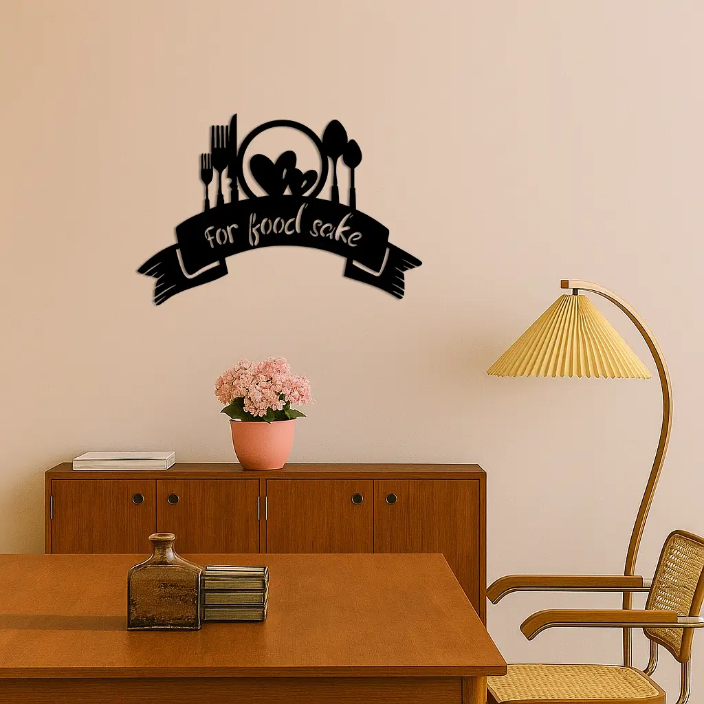For Food Sake Metal Wall Art – Modern Kitchen & Dining Room Decor - KAFGP139 by Enova Art