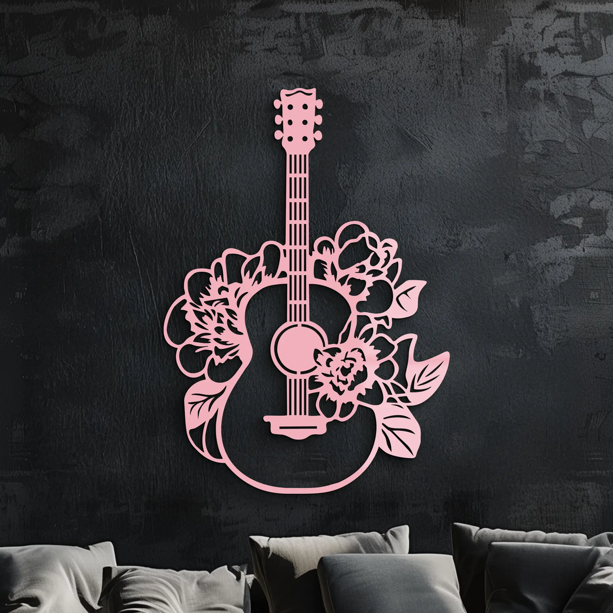 Floral Guitar Metal Wall Art – Music Inspired Home & Studio Decor - KAFGP140 by Enova Art