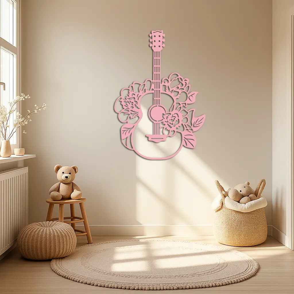Floral Guitar Metal Wall Art – Music Inspired Home & Studio Decor - KAFGP140 by Enova Art
