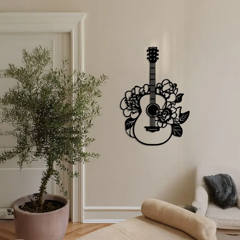 Floral Guitar Metal Wall Art – Music Inspired Home & Studio Decor - KAFGP140 by Enova Art