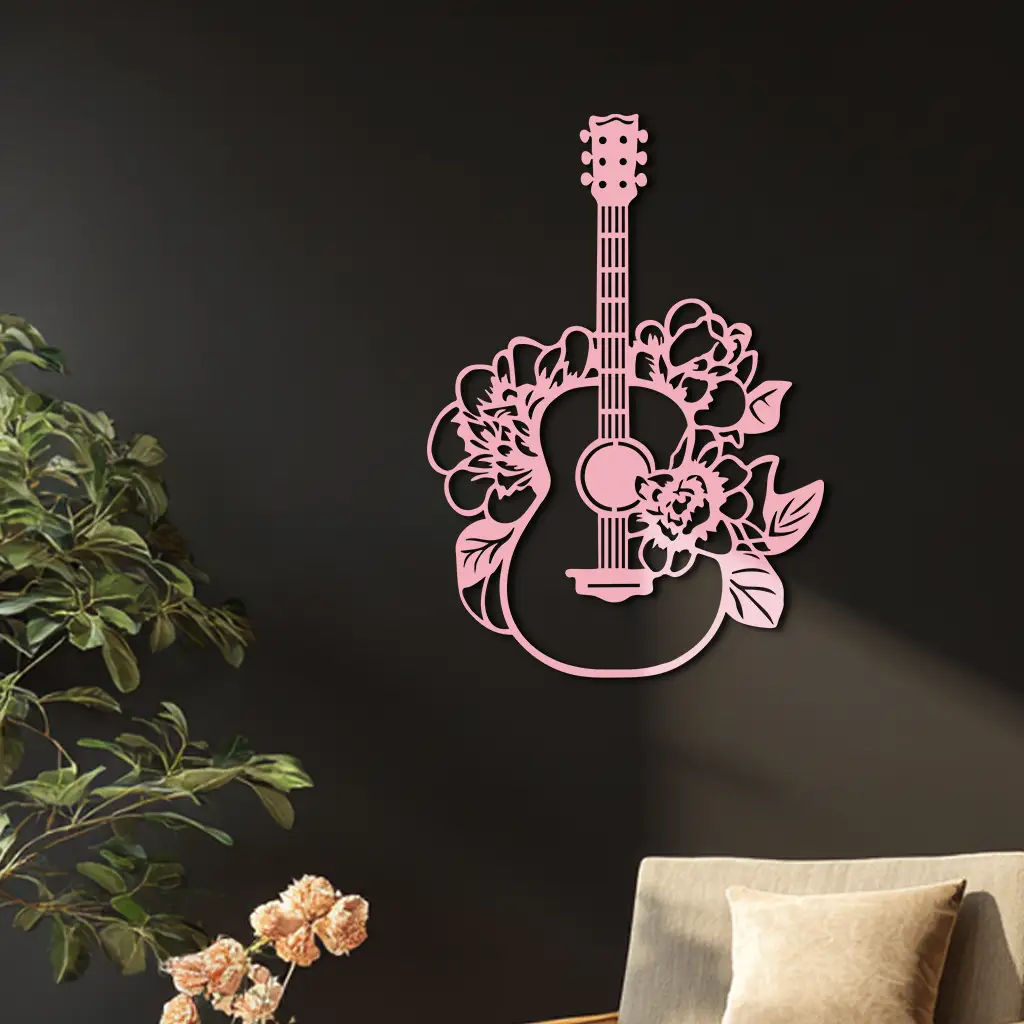 Floral Guitar Metal Wall Art – Music Inspired Home & Studio Decor - KAFGP140 by Enova Art