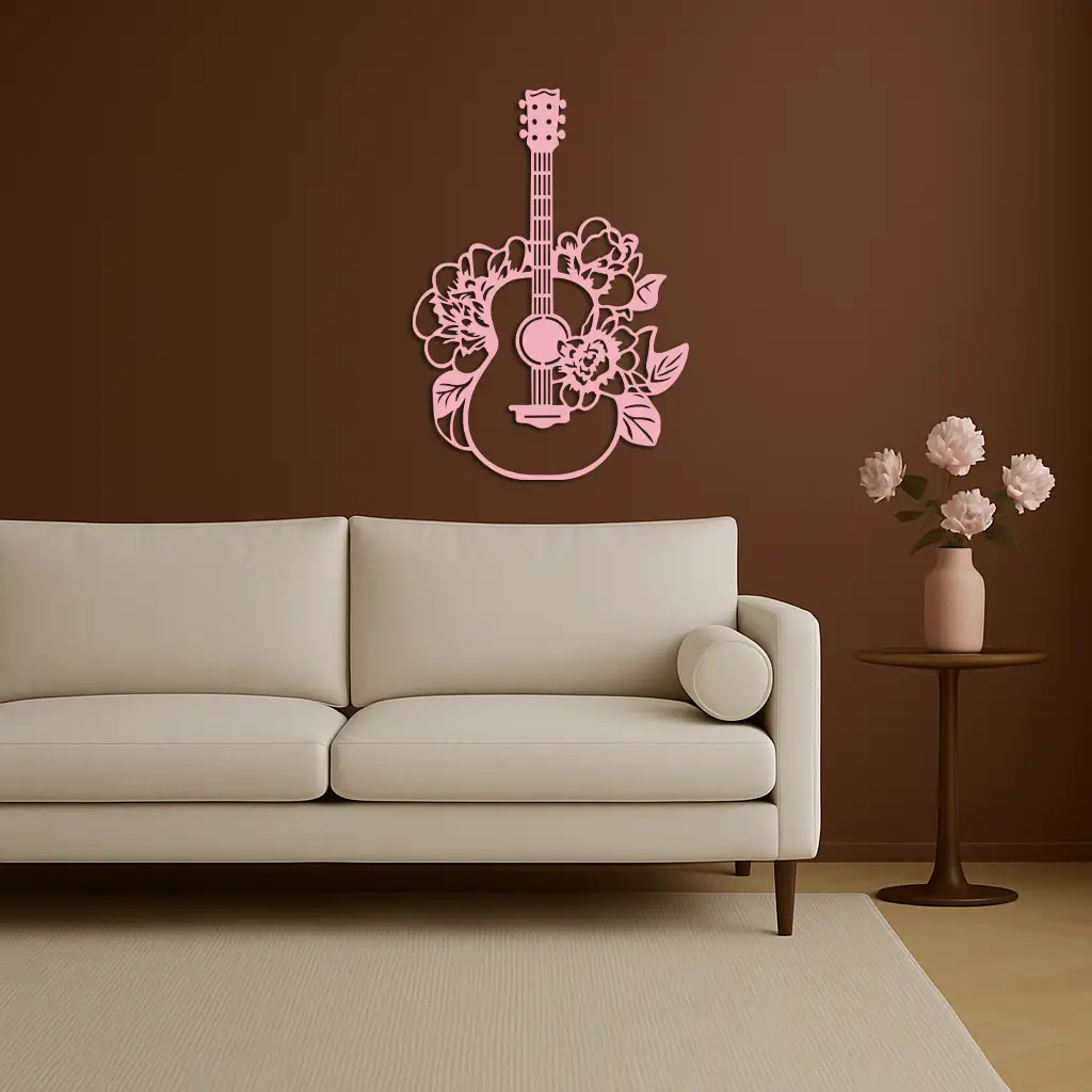 Floral Guitar Metal Wall Art – Music Inspired Home & Studio Decor - KAFGP140 by Enova Art