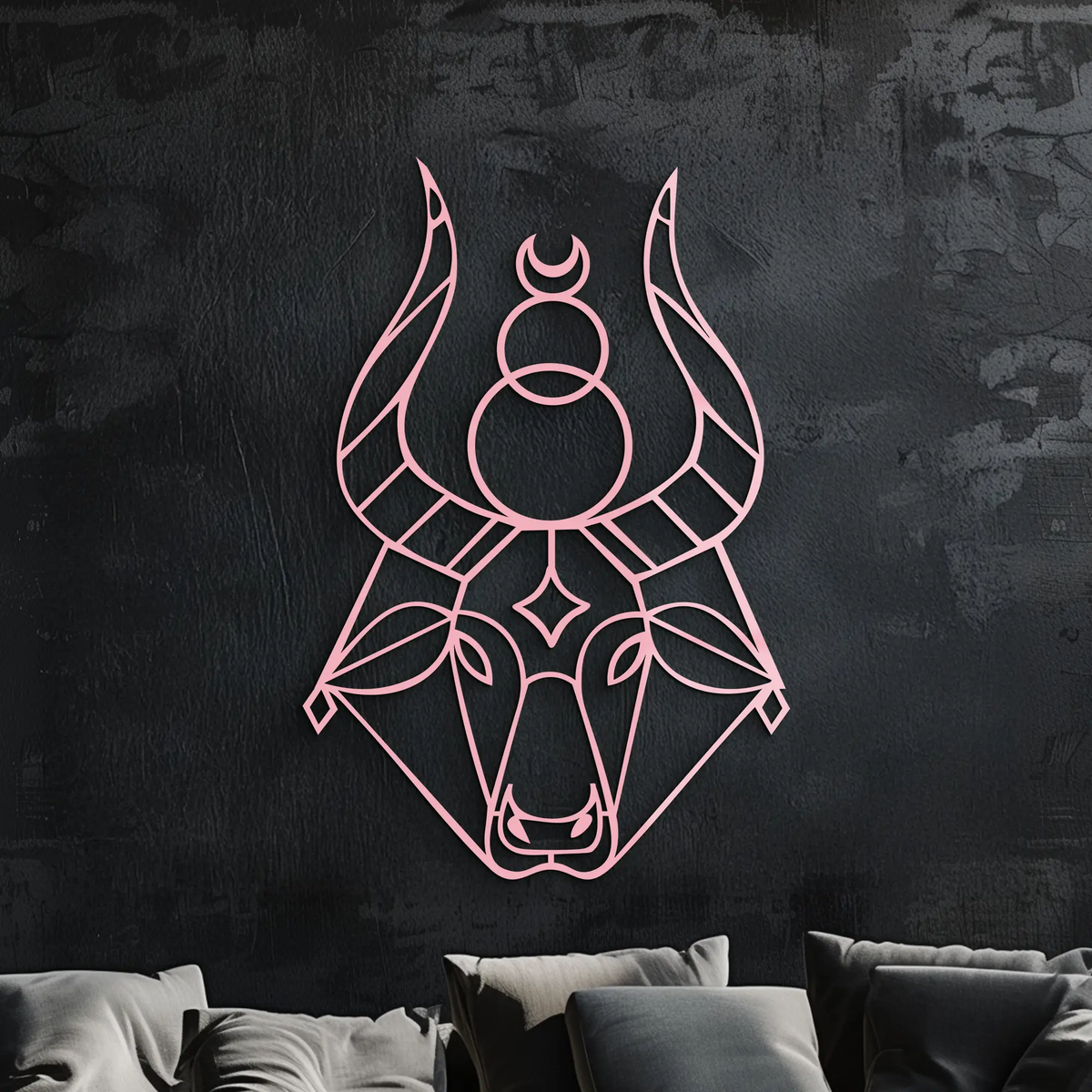 Taurus Zodiac Metal Wall Art – Geometric Bull Head Astrology Home Decor - KAFGP142 by Enova Art