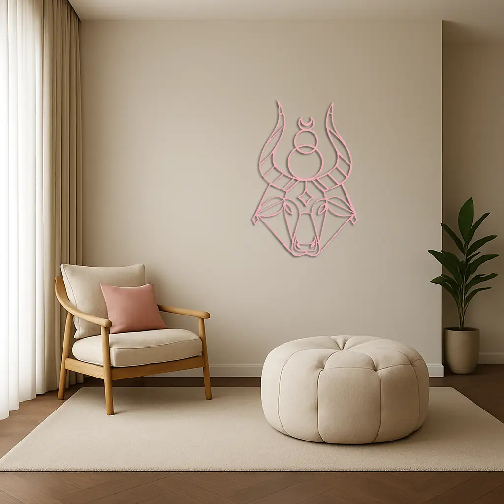 Taurus Zodiac Metal Wall Art – Geometric Bull Head Astrology Home Decor - KAFGP142 by Enova Art
