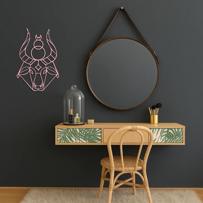 Taurus Zodiac Metal Wall Art – Geometric Bull Head Astrology Home Decor - KAFGP142 by Enova Art