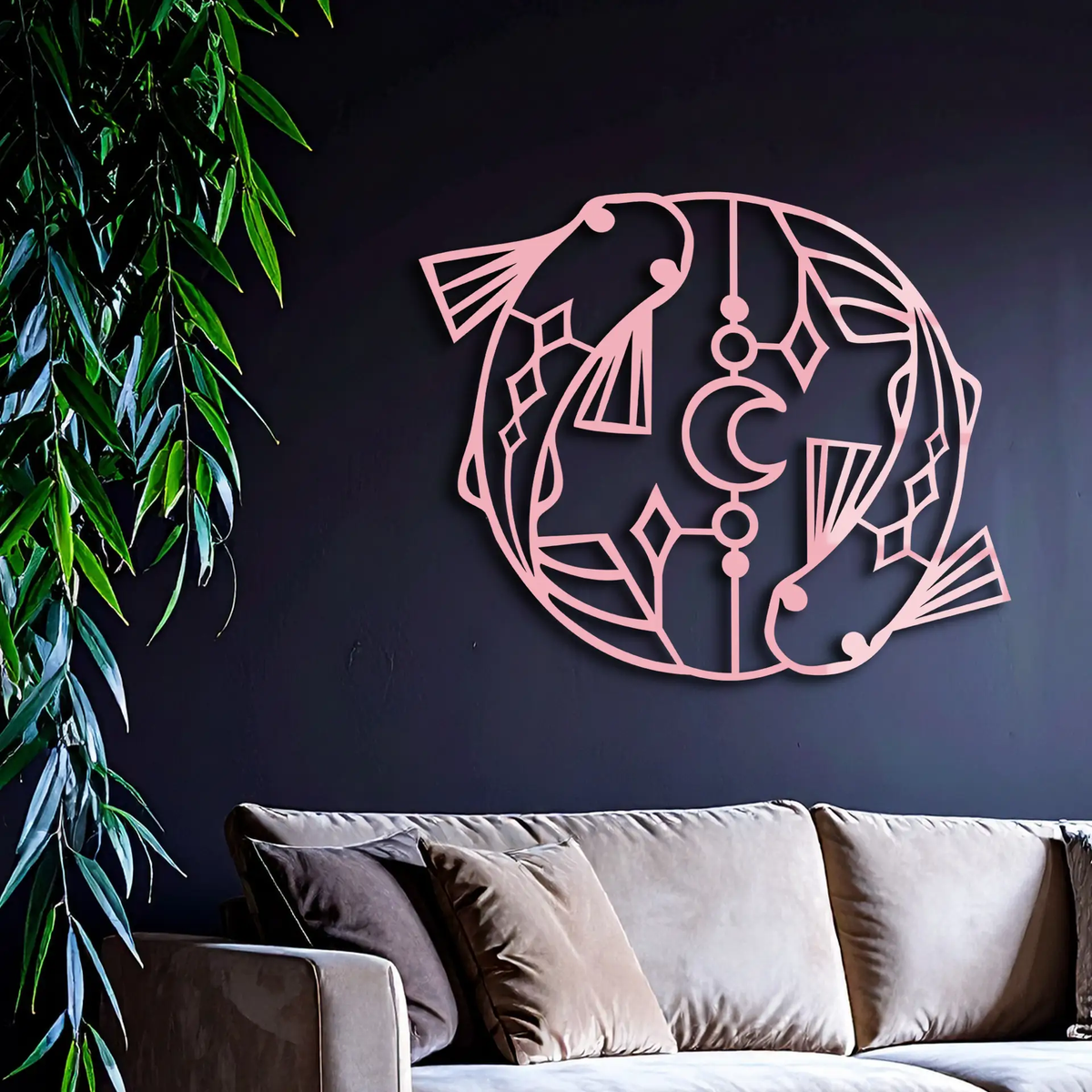Pisces Zodiac Metal Wall Art – Astrological Home Decor Sign - KAFGP143 by Enova Art