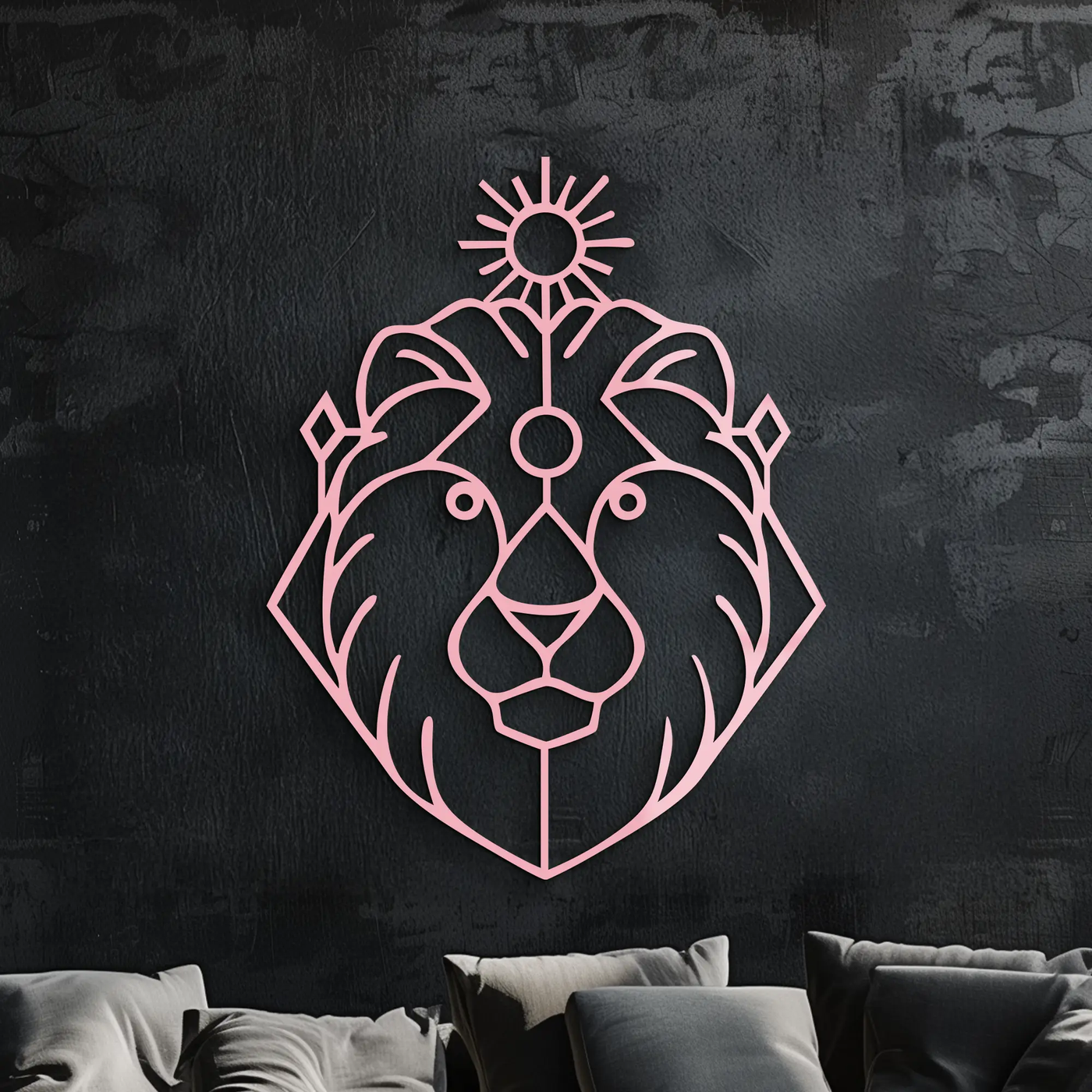 Leo Zodiac Metal Wall Art – Geometric Lion Horoscope Decor - KAFGP144 by Enova Art