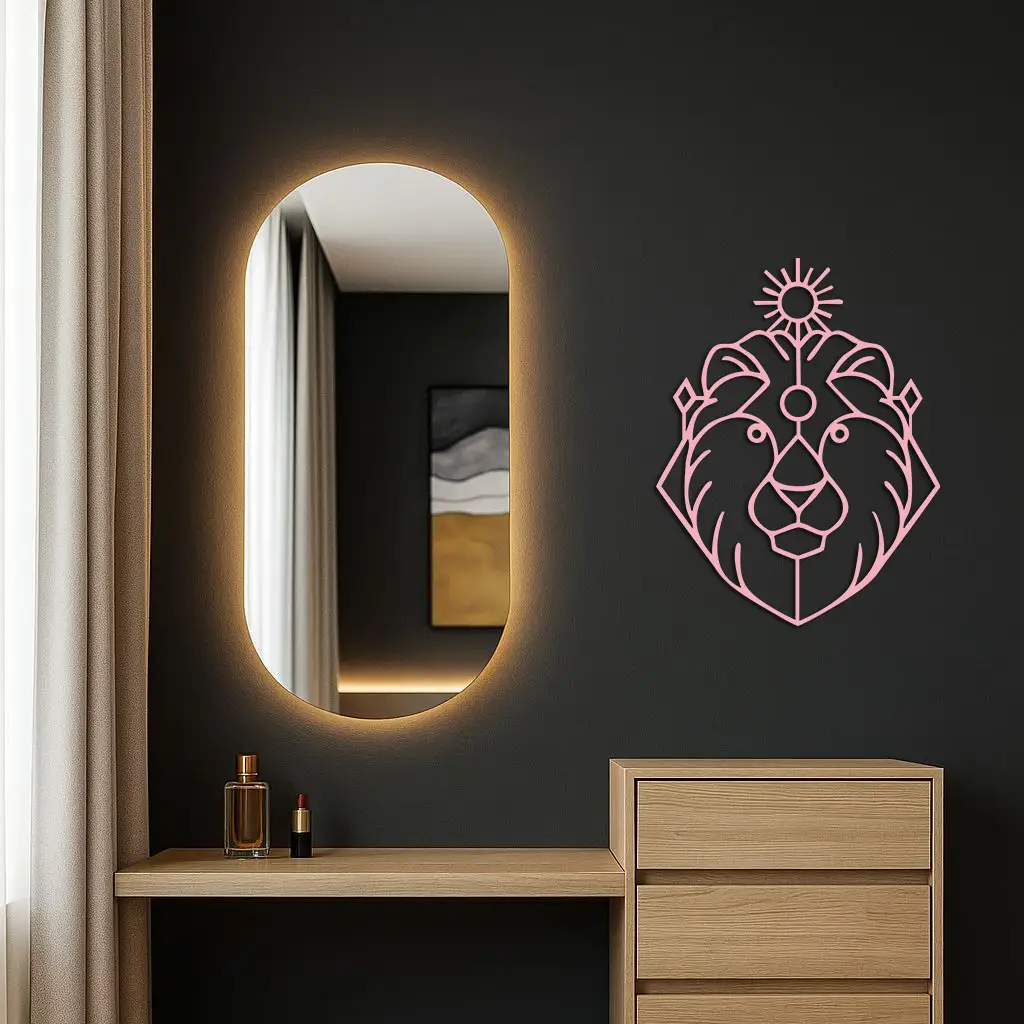Leo Zodiac Metal Wall Art – Geometric Lion Horoscope Decor - KAFGP144 by Enova Art