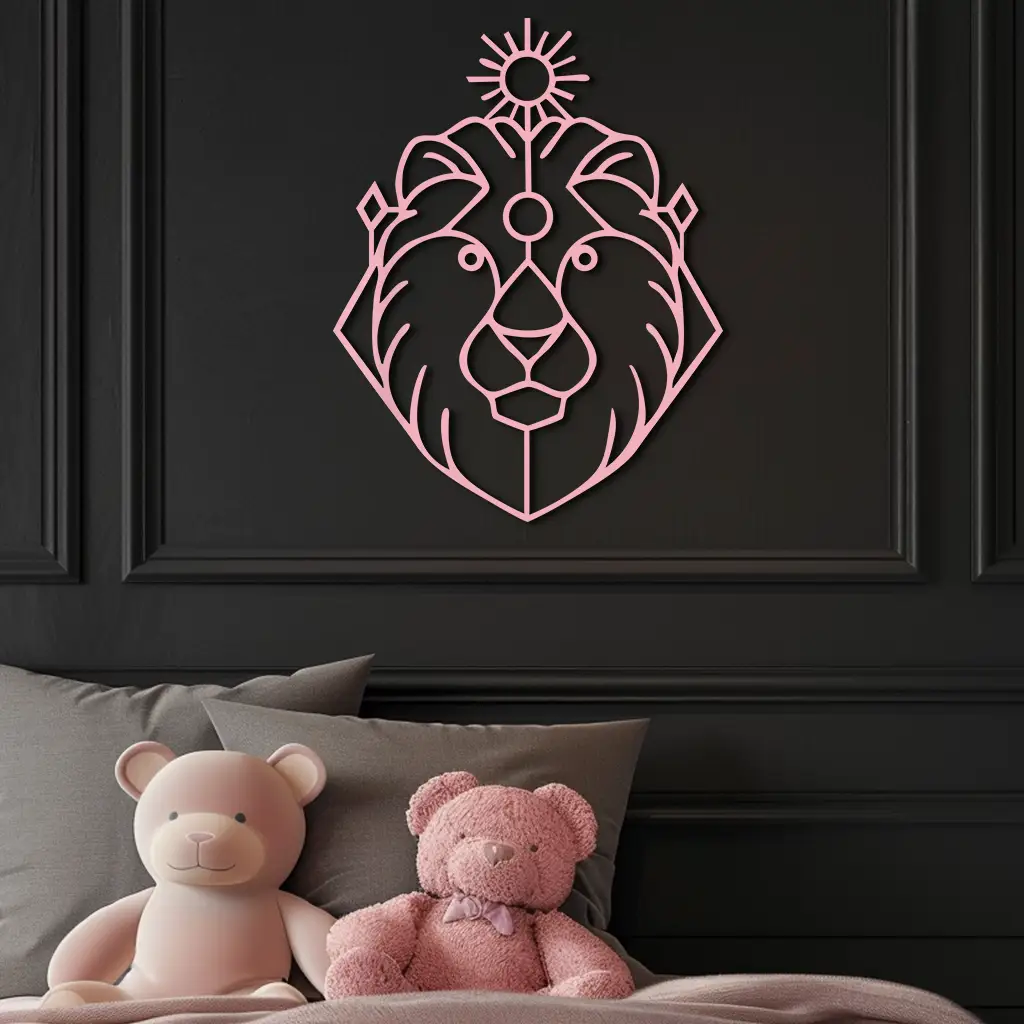 Leo Zodiac Metal Wall Art – Geometric Lion Horoscope Decor - KAFGP144 by Enova Art