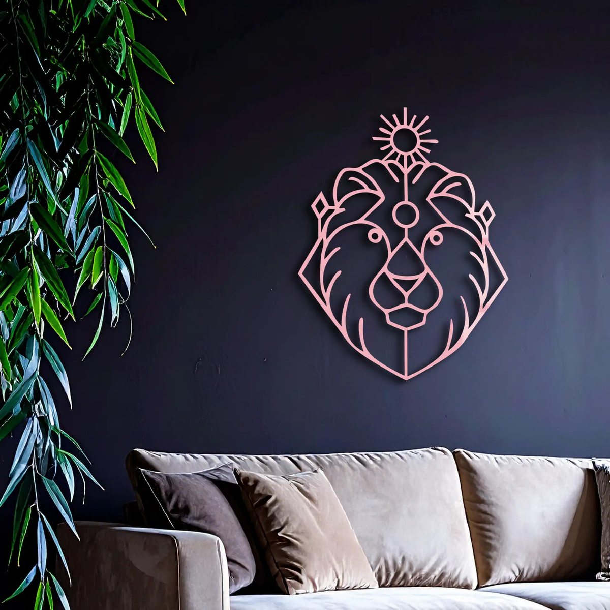 Leo Zodiac Metal Wall Art – Geometric Lion Horoscope Decor - KAFGP144 by Enova Art