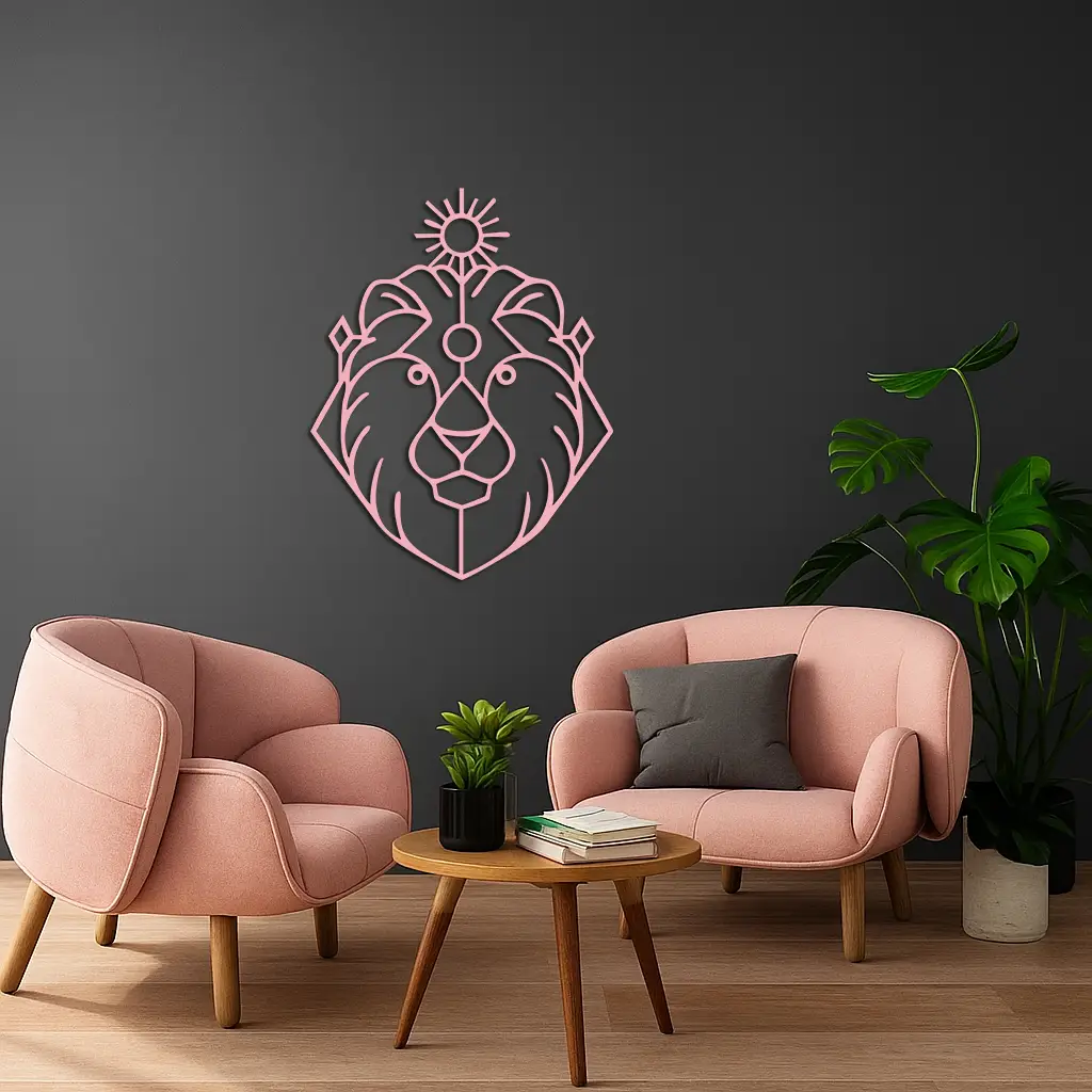 Leo Zodiac Metal Wall Art – Geometric Lion Horoscope Decor - KAFGP144 by Enova Art