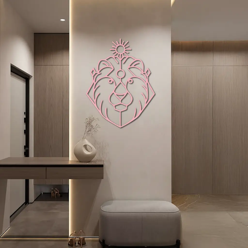 Leo Zodiac Metal Wall Art – Geometric Lion Horoscope Decor - KAFGP144 by Enova Art