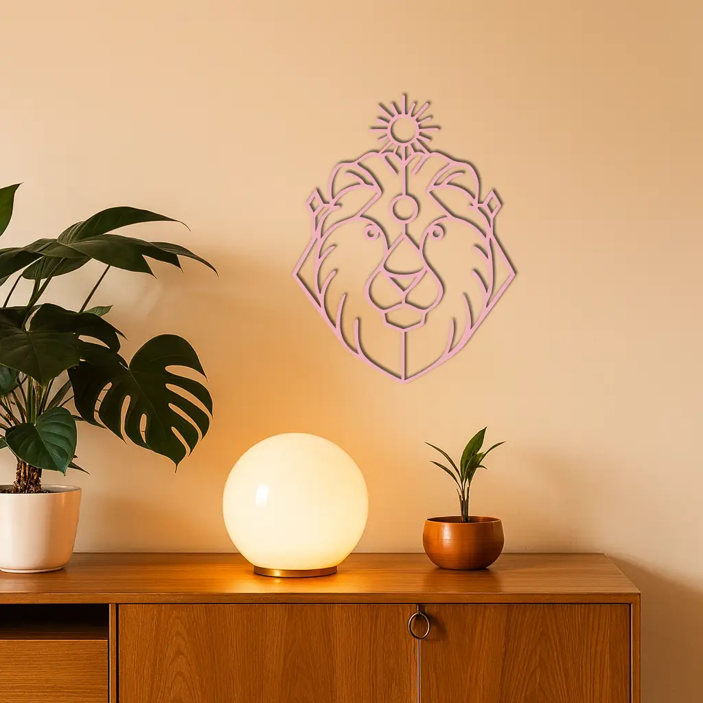 Leo Zodiac Metal Wall Art – Geometric Lion Horoscope Decor - KAFGP144 by Enova Art