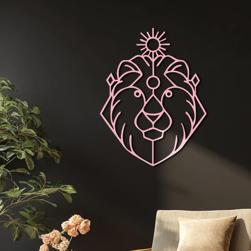 Leo Zodiac Metal Wall Art – Geometric Lion Horoscope Decor - KAFGP144 by Enova Art