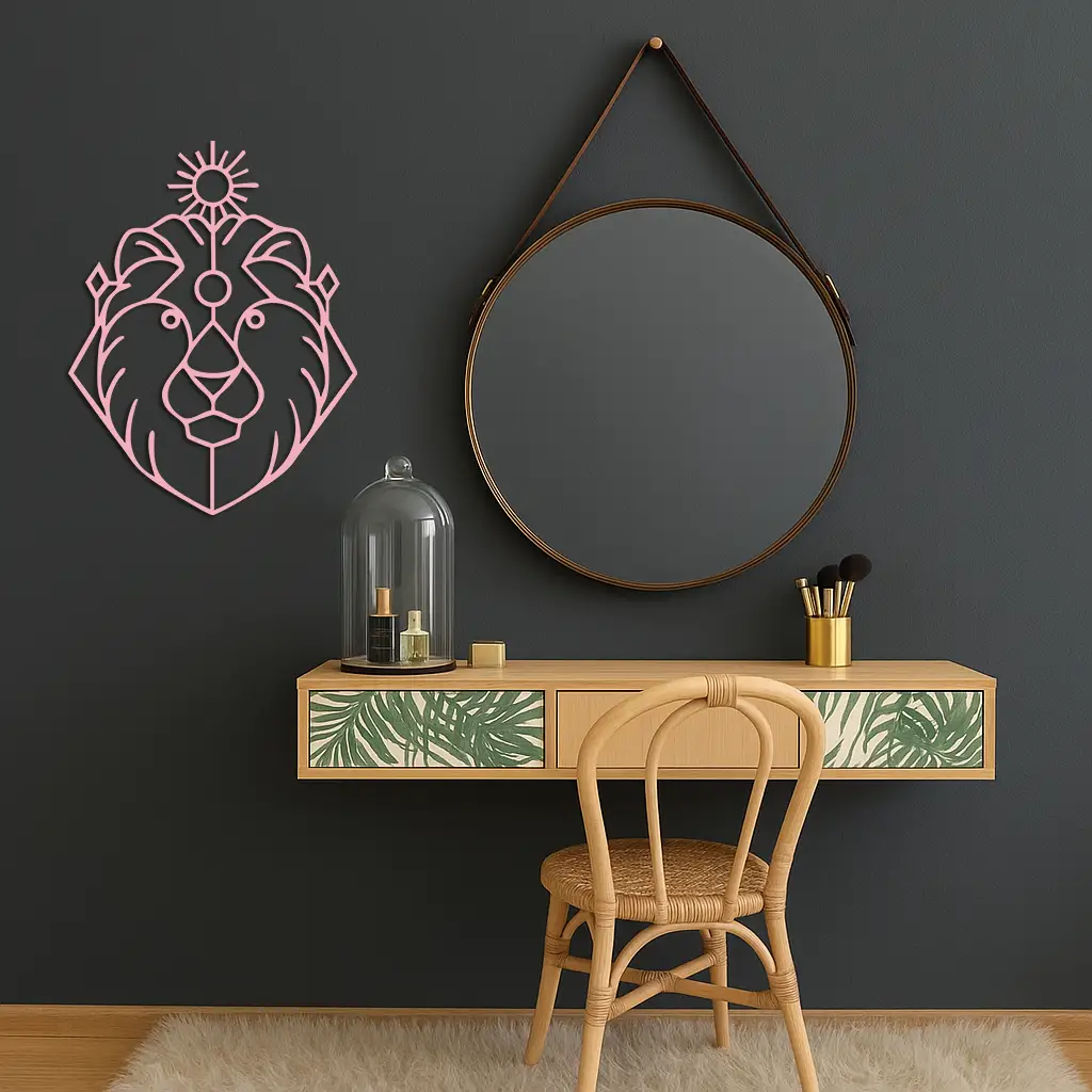 Leo Zodiac Metal Wall Art – Geometric Lion Horoscope Decor - KAFGP144 by Enova Art