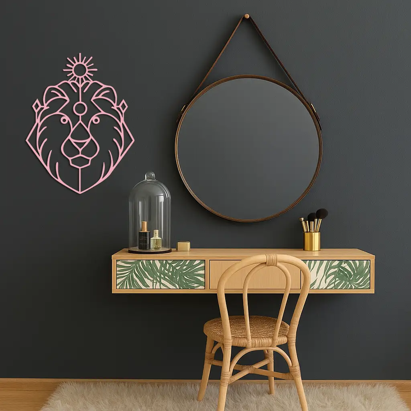 Leo Zodiac Metal Wall Art – Geometric Lion Horoscope Decor - KAFGP144 by Enova Art