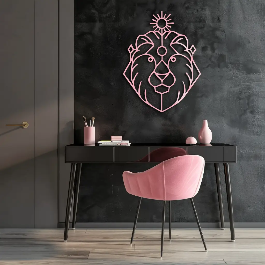 Leo Zodiac Metal Wall Art – Geometric Lion Horoscope Decor - KAFGP144 by Enova Art