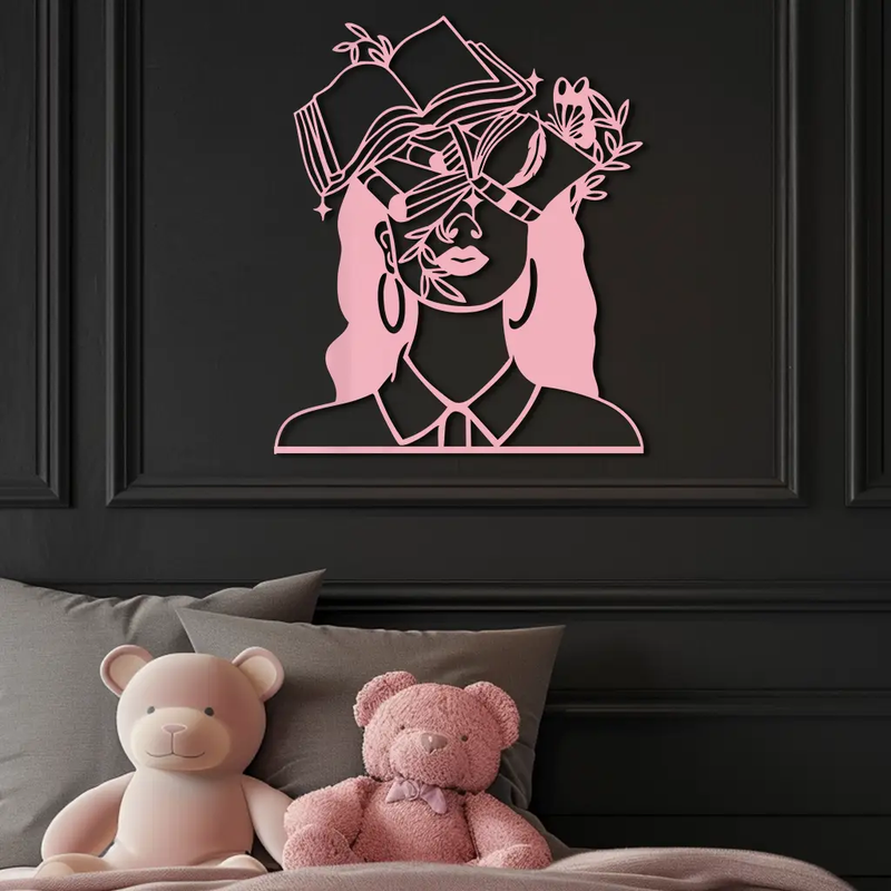 Book Lover Woman Silhouette Metal Wall Art – Reading & Knowledge Inspired Home Decor - KAFGP149 by Enova Art