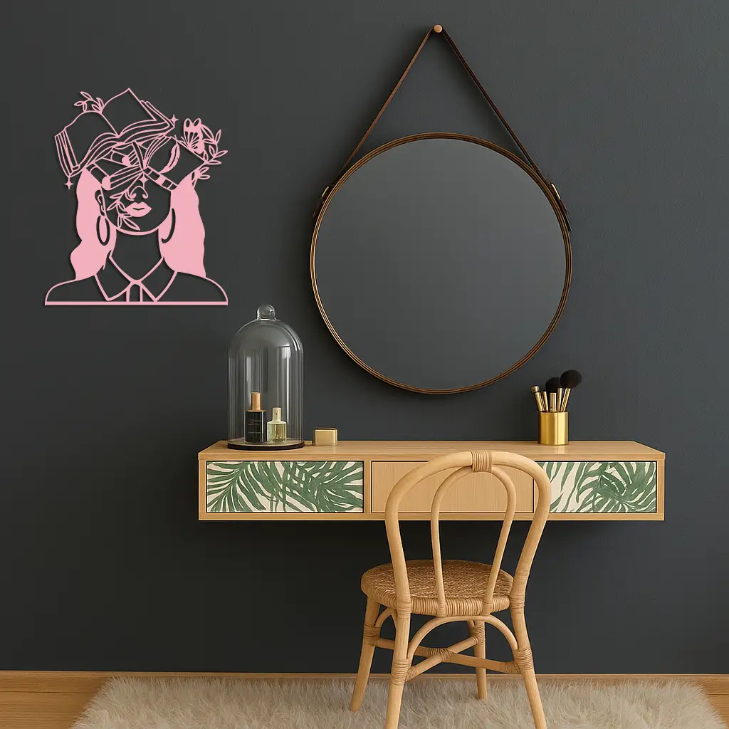 Book Lover Woman Silhouette Metal Wall Art – Reading & Knowledge Inspired Home Decor - KAFGP149 by Enova Art