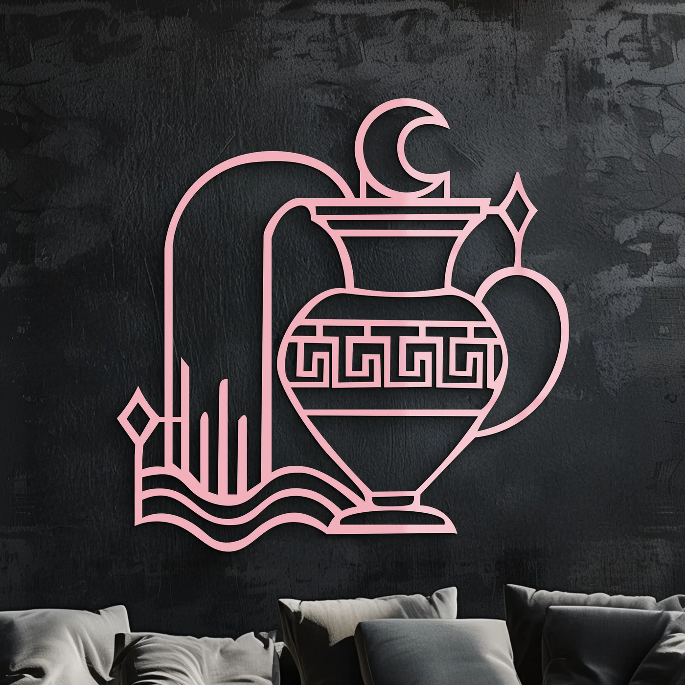 Aquarius Zodiac Metal Wall Art – Geometric Water Bearer Astrology Decor - KAFGP151 by Enova Art
