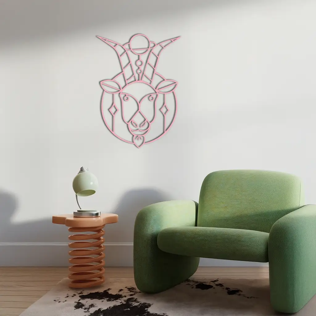 Capricorn Zodiac Metal Wall Art – Geometric Pink Astrology Decor - KAFGP154 by Enova Art