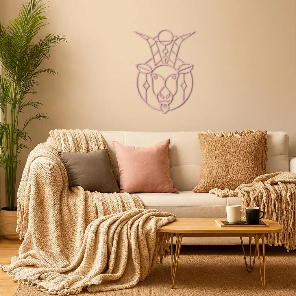 Capricorn Zodiac Metal Wall Art – Geometric Pink Astrology Decor - KAFGP154 by Enova Art