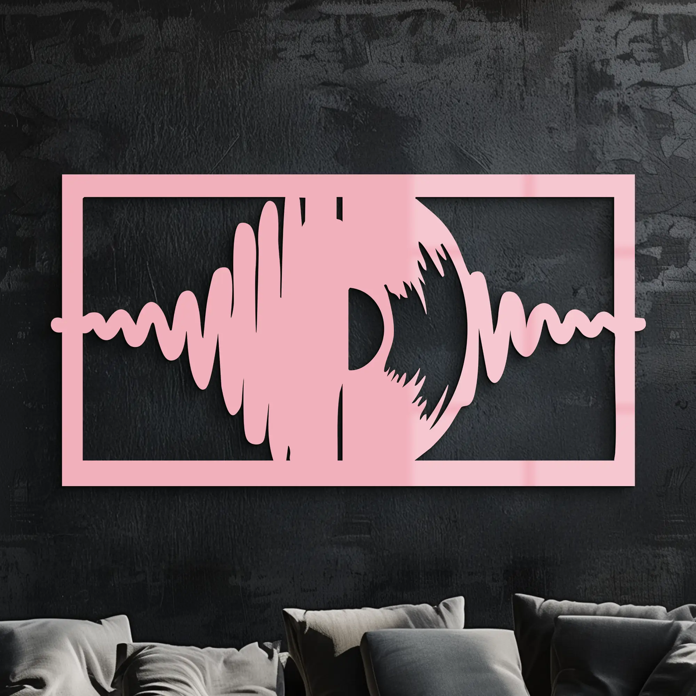 Pink Vinyl Record Soundwave Metal Wall Art – Music Inspired Modern Decor - KAFGP157 by Enova Art