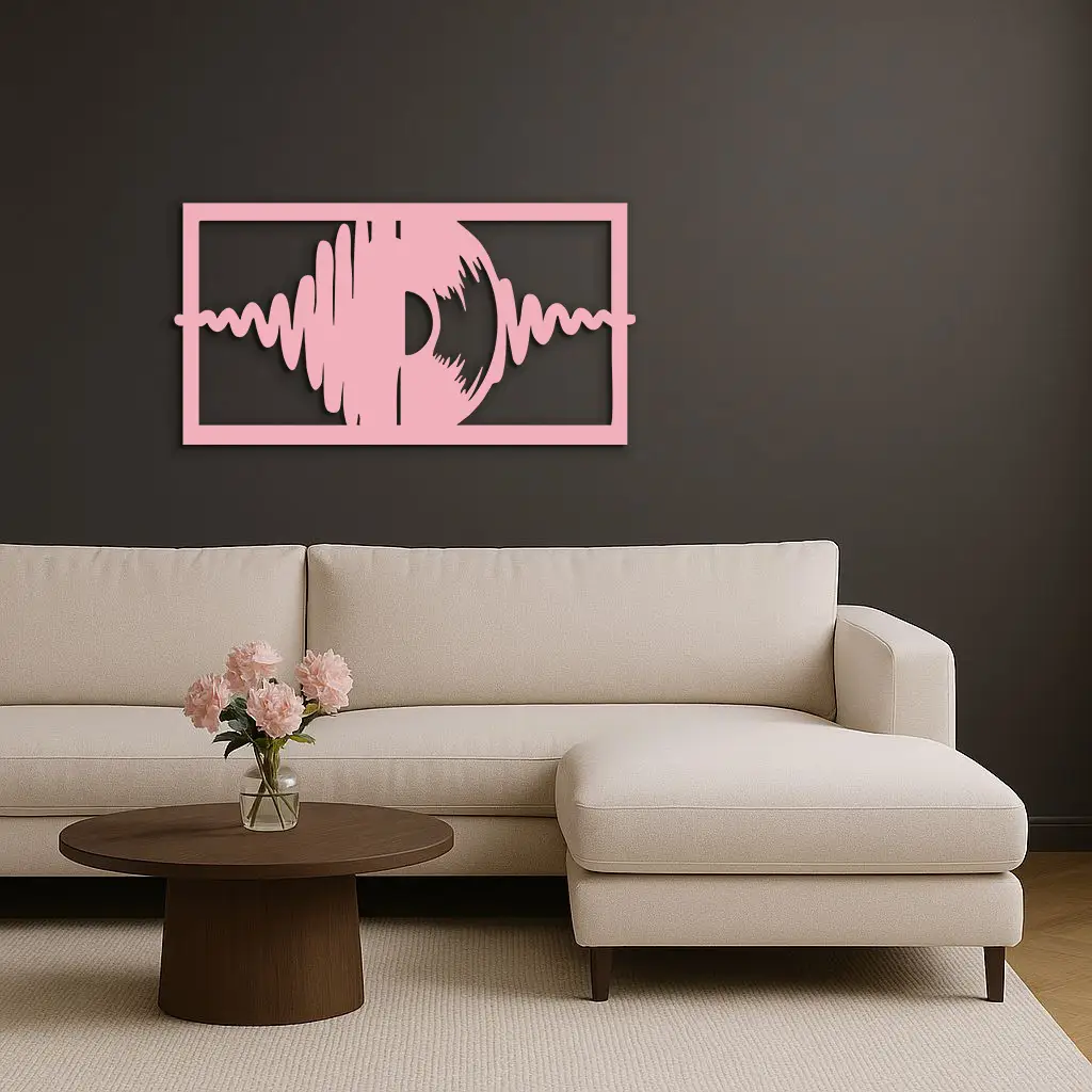 Pink Vinyl Record Soundwave Metal Wall Art – Music Inspired Modern Decor - KAFGP157 by Enova Art