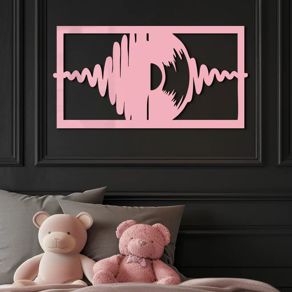 Pink Vinyl Record Soundwave Metal Wall Art – Music Inspired Modern Decor - KAFGP157 by Enova Art