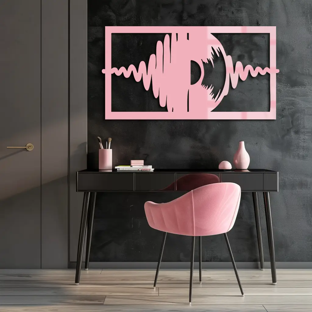 Pink Vinyl Record Soundwave Metal Wall Art – Music Inspired Modern Decor - KAFGP157 by Enova Art