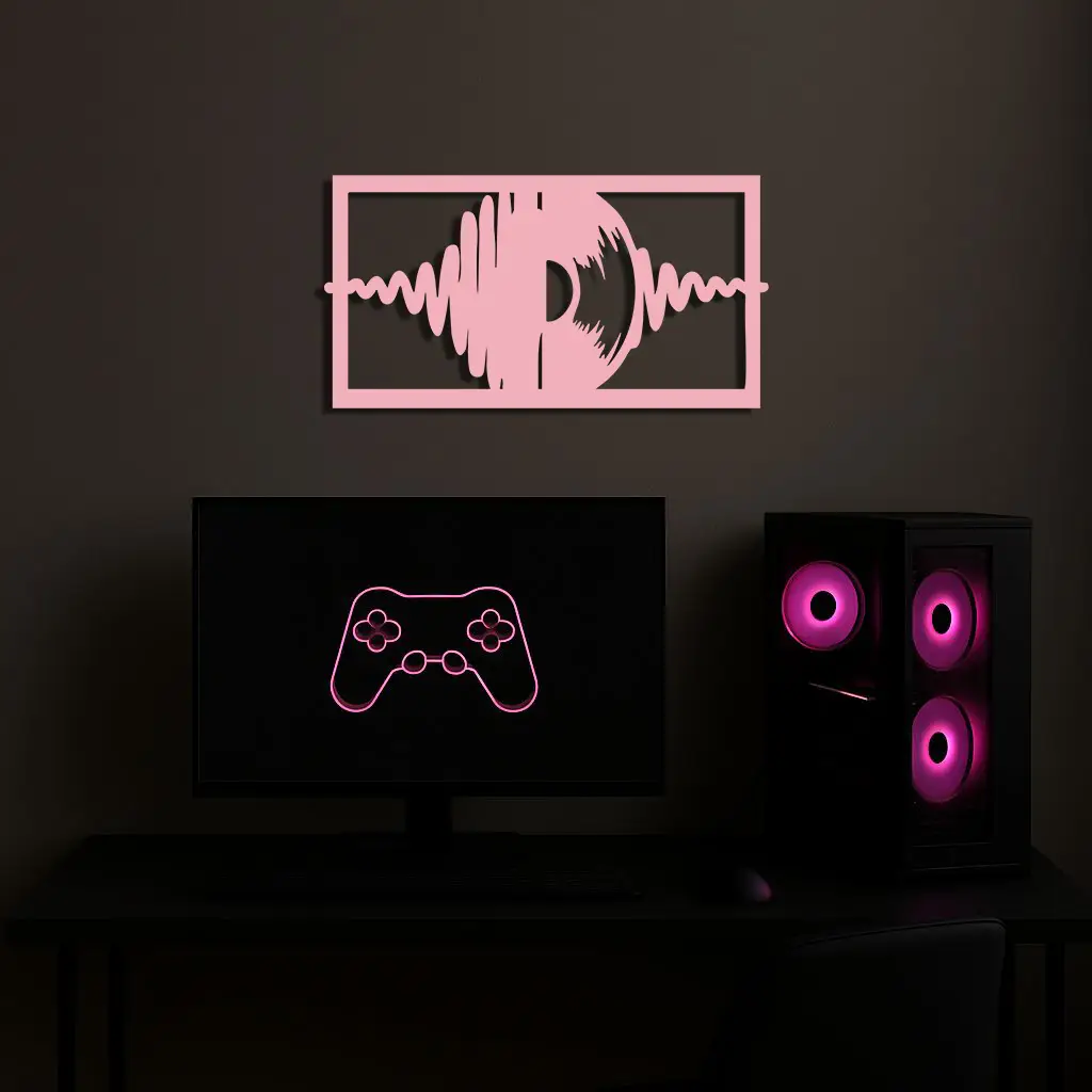 Pink Vinyl Record Soundwave Metal Wall Art – Music Inspired Modern Decor - KAFGP157 by Enova Art