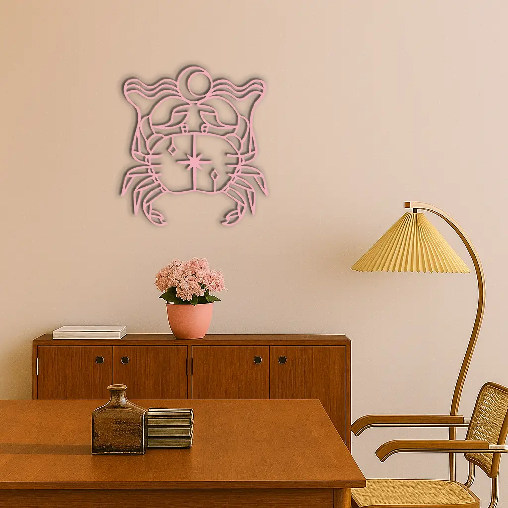 Cancer Zodiac Sign Silhouette – Pink Metal Wall Art - KAFGP164 by Enova Art