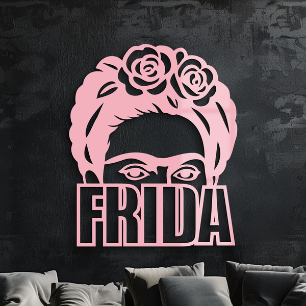 Frida Kahlo Portrait Silhouette – Pink Metal Wall Art - KAFGP165