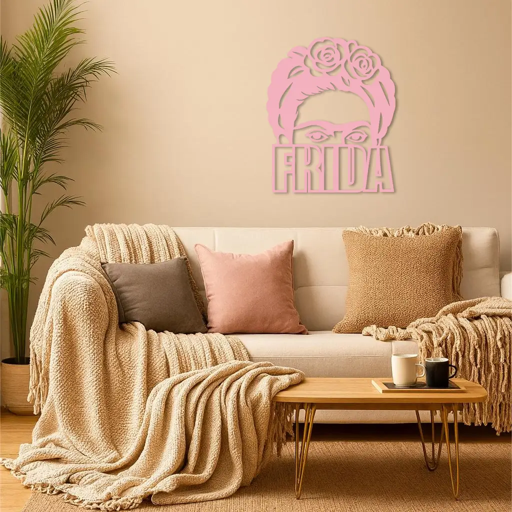Frida Kahlo Portrait Silhouette – Pink Metal Wall Art - KAFGP165 by Enova Art