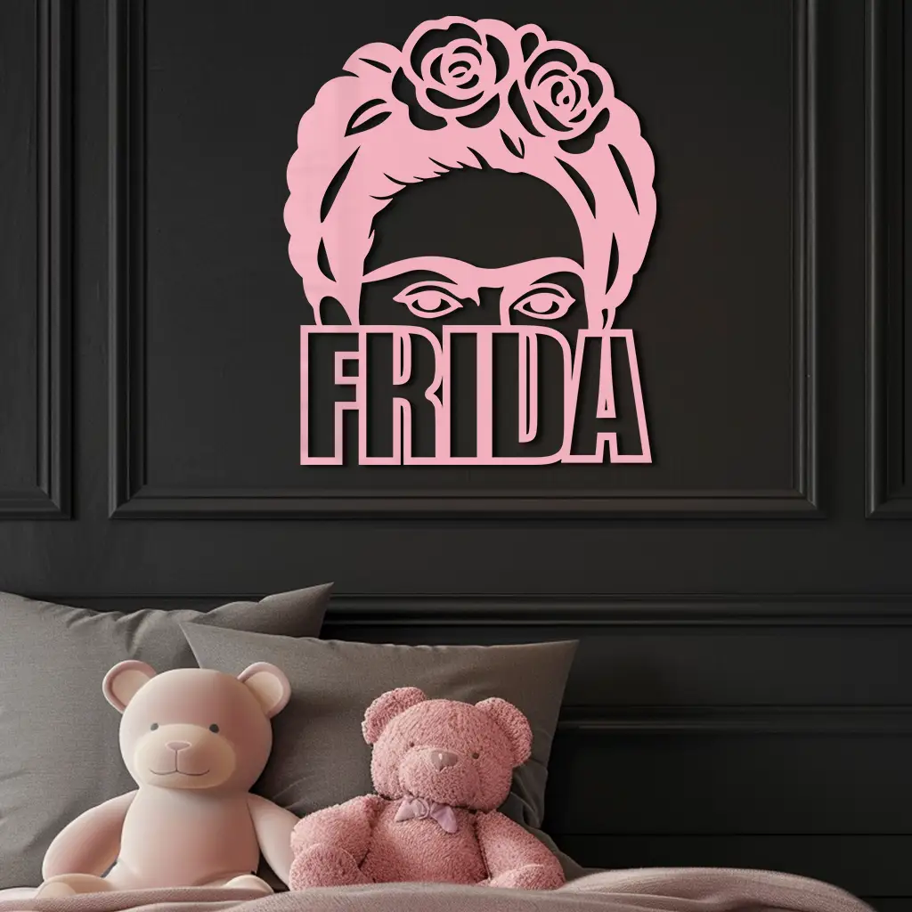 Frida Kahlo Portrait Silhouette – Pink Metal Wall Art - KAFGP165 by Enova Art