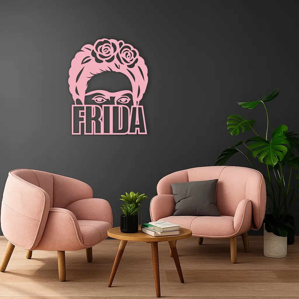Frida Kahlo Portrait Silhouette – Pink Metal Wall Art - KAFGP165 by Enova Art