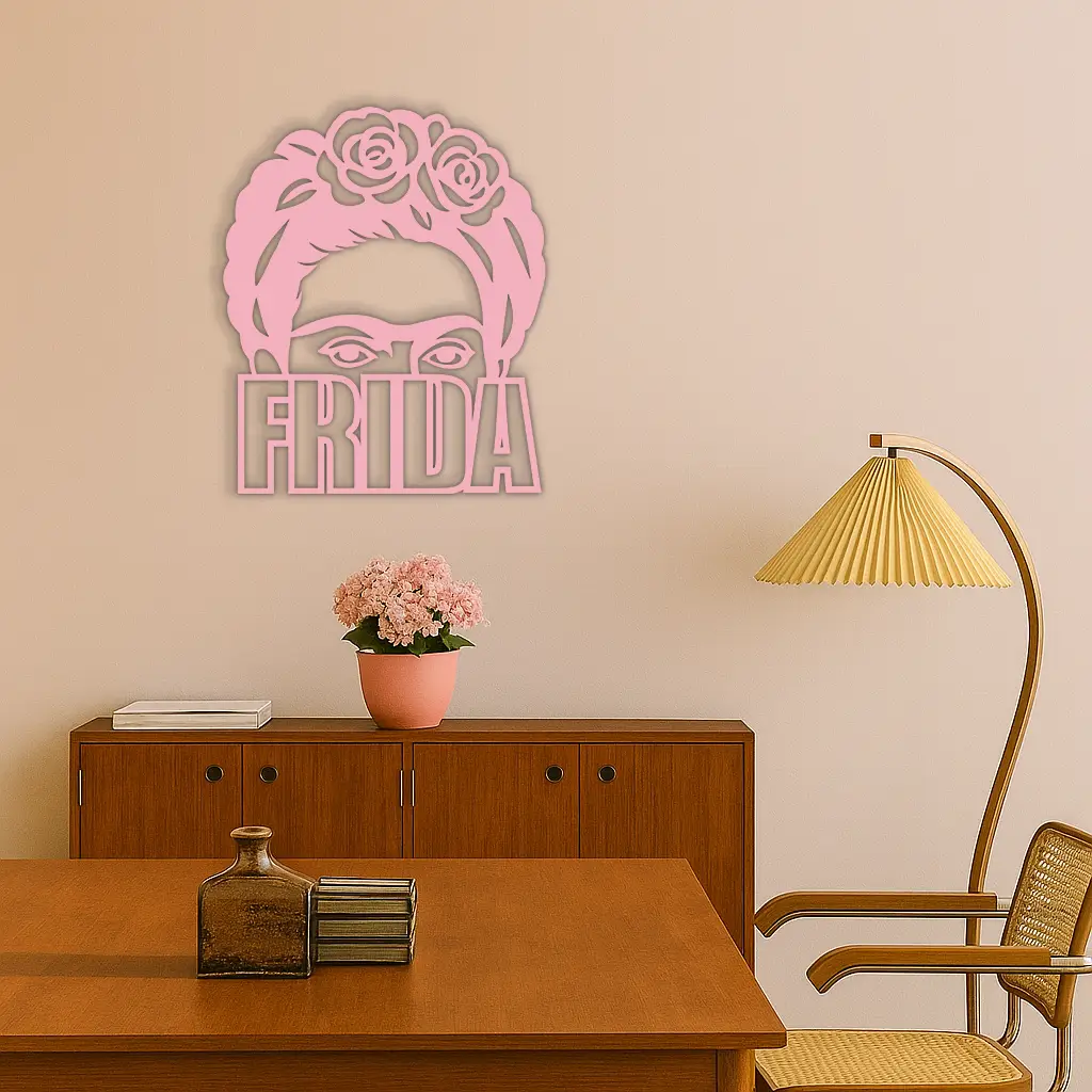 Frida Kahlo Portrait Silhouette – Pink Metal Wall Art - KAFGP165 by Enova Art