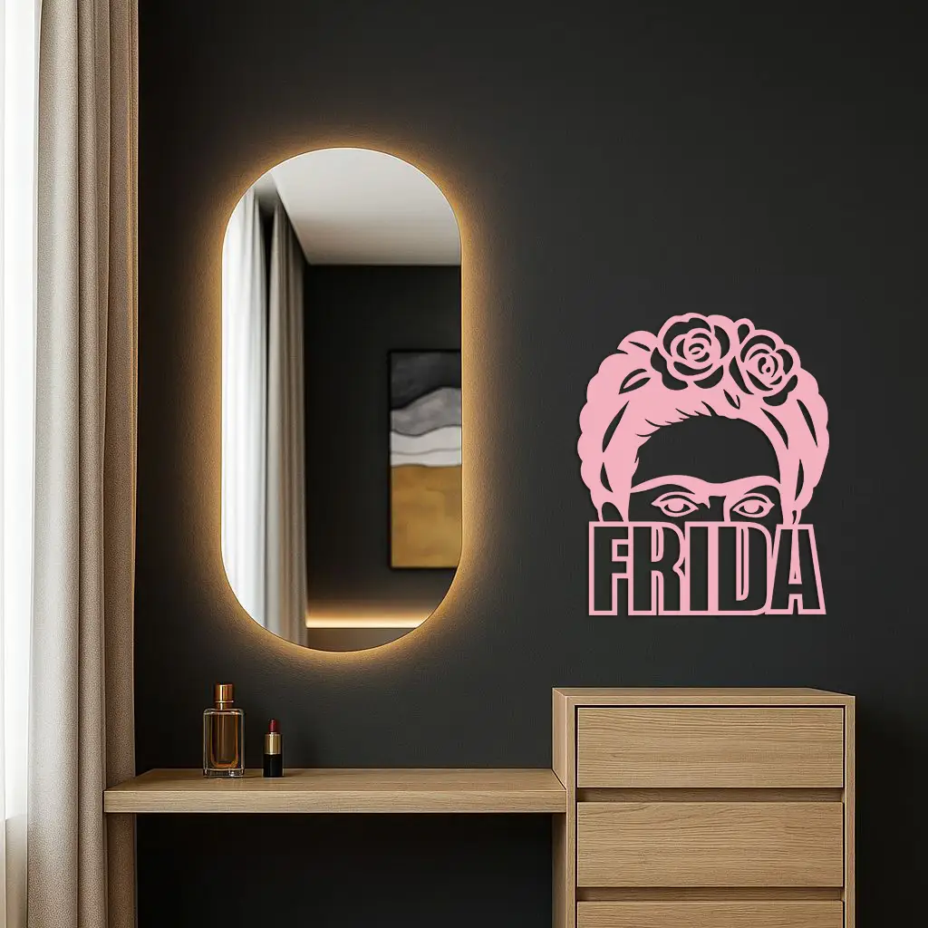 Frida Kahlo Portrait Silhouette – Pink Metal Wall Art - KAFGP165 by Enova Art