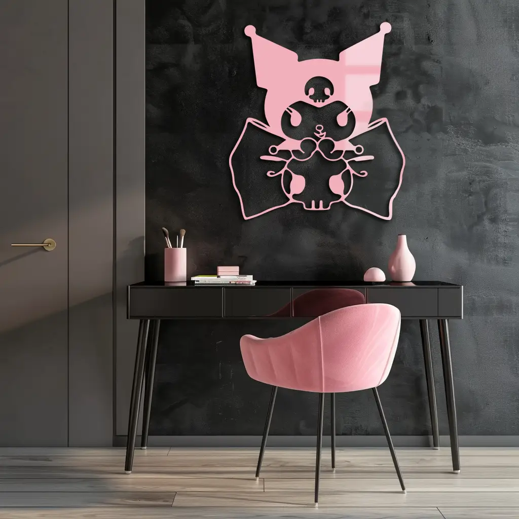 Kuromi Character Silhouette – Pink Metal Wall Art - KAFGP168 by Enova Art