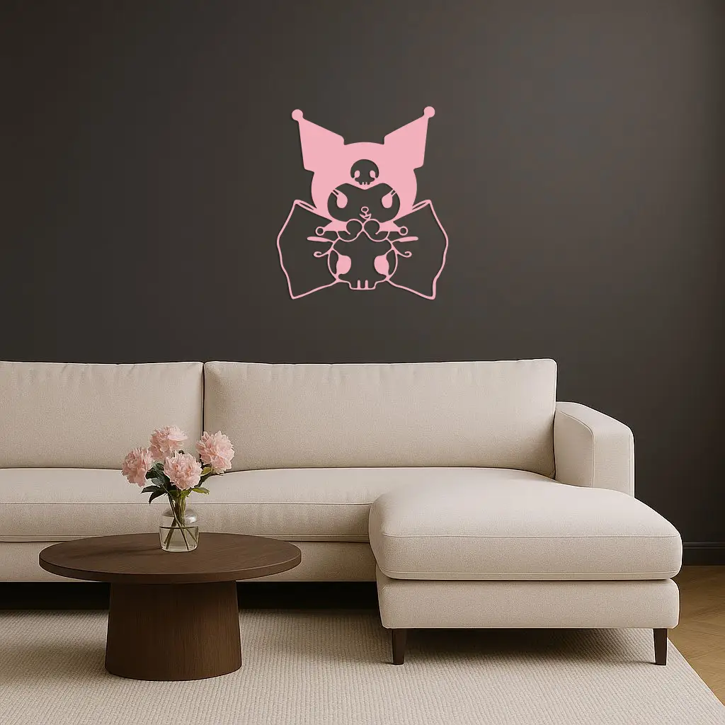 Kuromi Character Silhouette – Pink Metal Wall Art - KAFGP168 by Enova Art