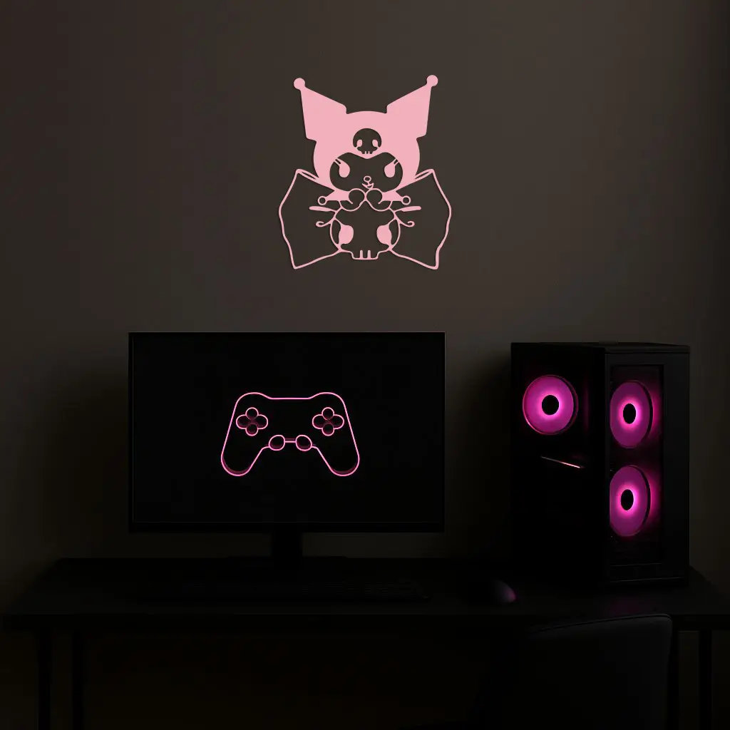 Kuromi Character Silhouette – Pink Metal Wall Art - KAFGP168 by Enova Art
