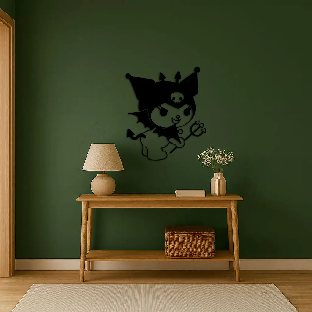 Kuromi Devil Girl Silhouette – Pink Metal Wall Art Home Decoration - KAFGP169 by Enova Art
