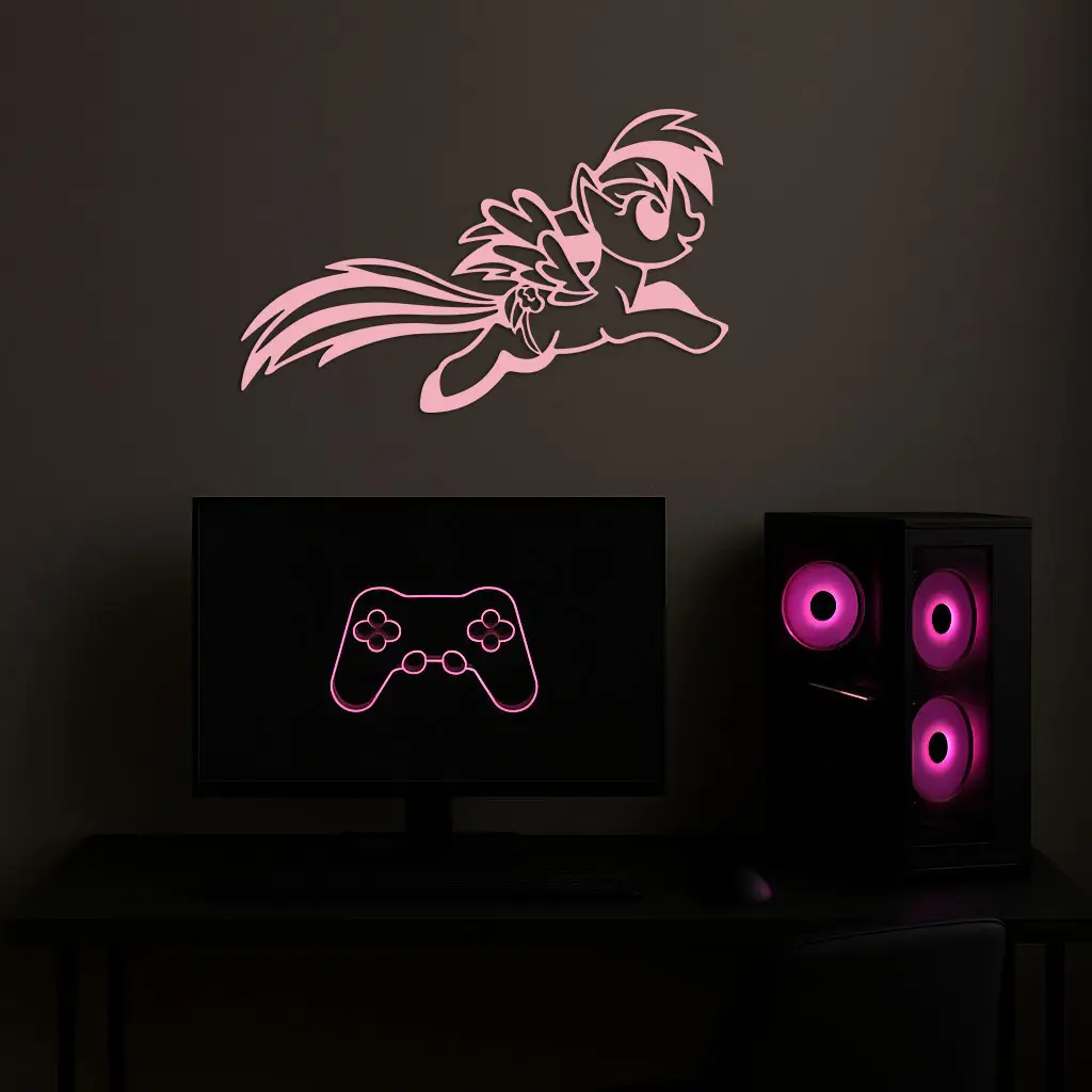 My Little Pony Flying Silhouette – Pink Metal Wall Art - KAFGP174 by Enova Art