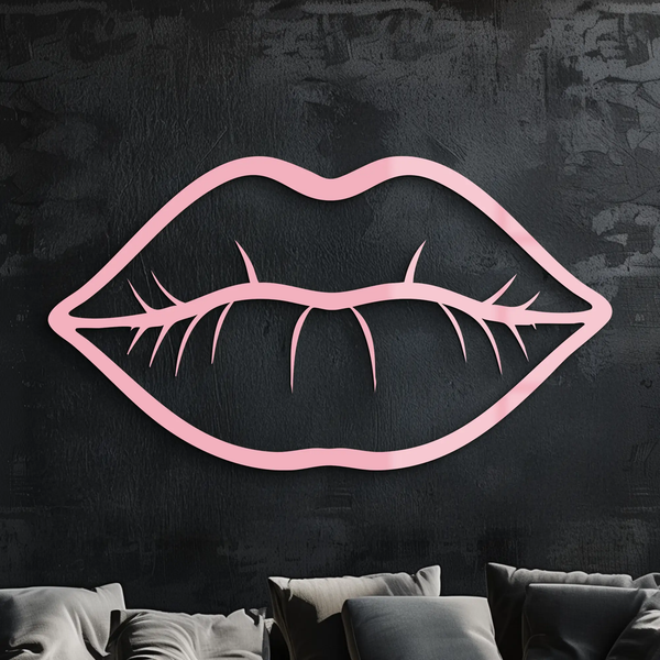 Lips Silhouette Pink Metal Wall Art – Modern Home Decor - KAFGP175