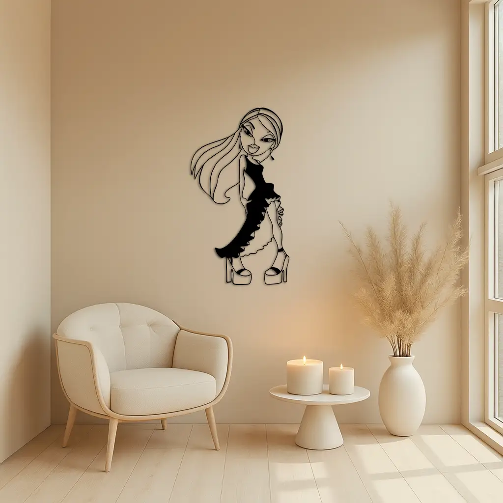 Bratz Doll Silhouette Modern Wall Art – Pink Metal Wall Décor - KAFGP180 by Enova Art